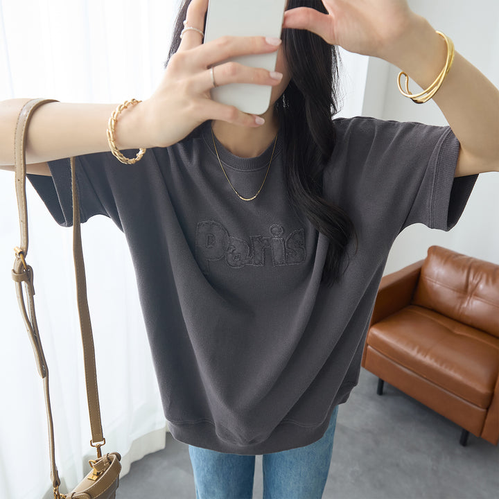 <span>【クーポンで2999円！】</span>【Tシャツ/カットソー】『こなれたヴィンテージロゴ』 アップリケロゴ刺繍ピグメントTシャツ