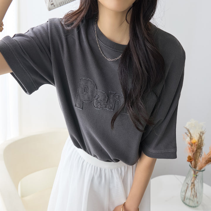 <span>【クーポンで2999円！】</span>【Tシャツ/カットソー】『こなれたヴィンテージロゴ』 アップリケロゴ刺繍ピグメントTシャツ