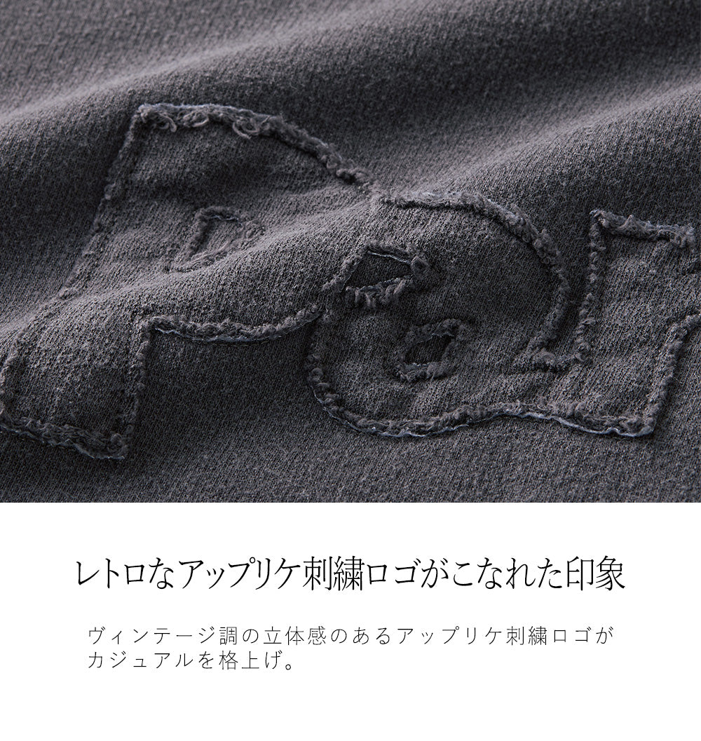 <span>【クーポンで2999円！】</span>【Tシャツ/カットソー】『こなれたヴィンテージロゴ』 アップリケロゴ刺繍ピグメントTシャツ
