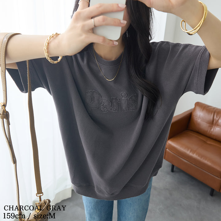 <span>【クーポンで2999円！】</span>【Tシャツ/カットソー】『こなれたヴィンテージロゴ』 アップリケロゴ刺繍ピグメントTシャツ