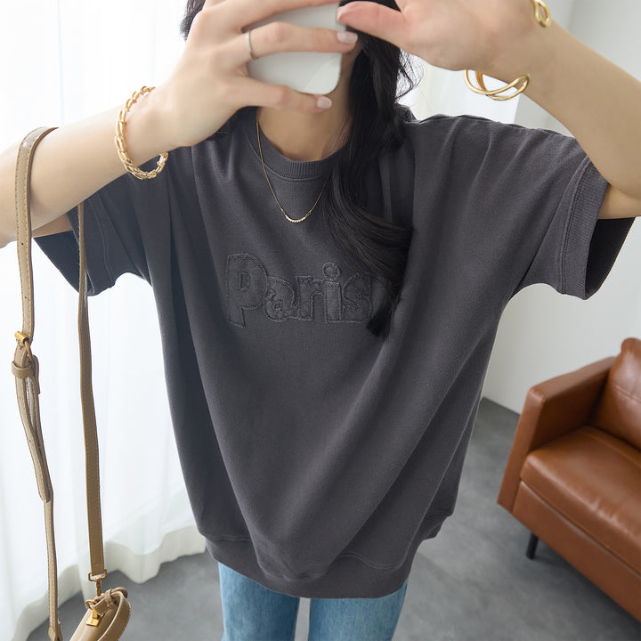 <span>【クーポンで2999円！】</span>【Tシャツ/カットソー】『こなれたヴィンテージロゴ』 アップリケロゴ刺繍ピグメントTシャツ