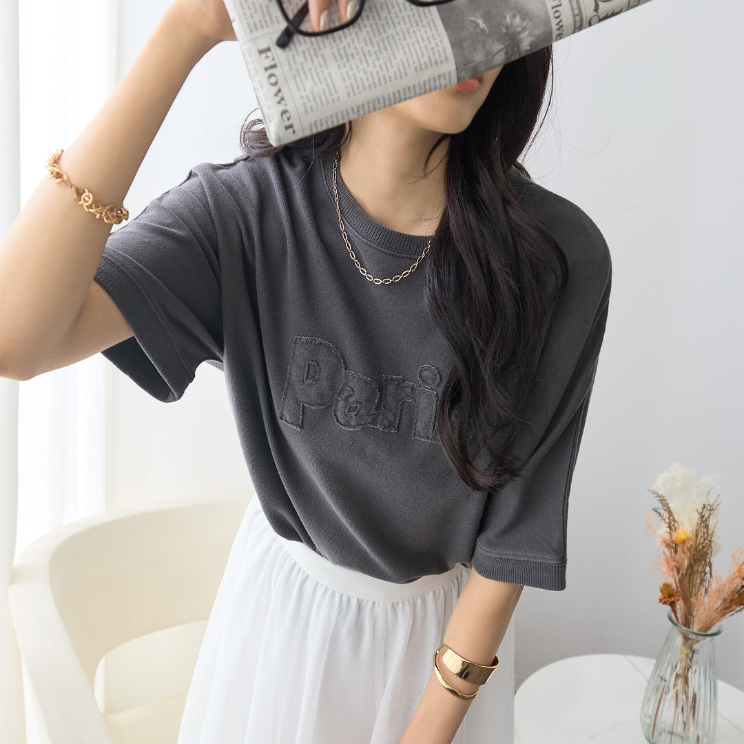 <span>【クーポンで2999円！】</span>【Tシャツ/カットソー】『こなれたヴィンテージロゴ』 アップリケロゴ刺繍ピグメントTシャツ