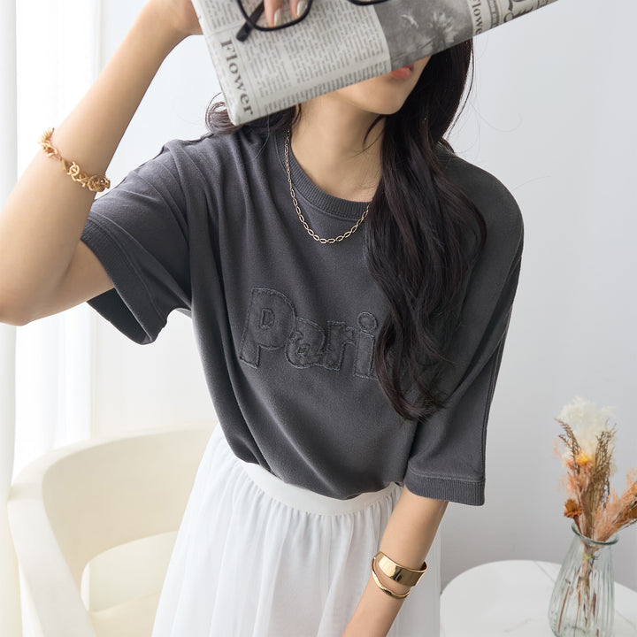 <span>【クーポンで2999円！】</span>【Tシャツ/カットソー】『こなれたヴィンテージロゴ』 アップリケロゴ刺繍ピグメントTシャツ