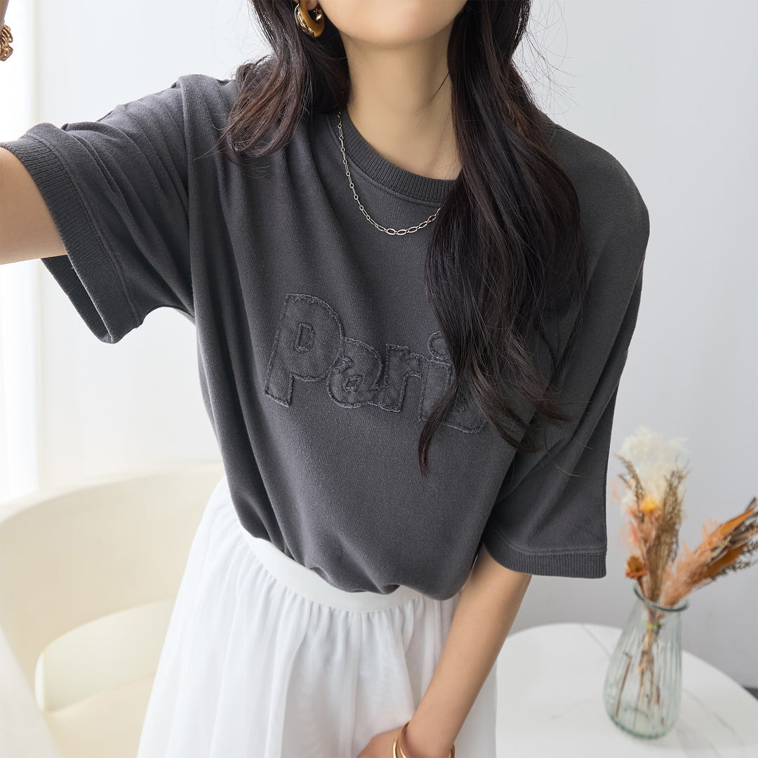 <span>【クーポンで2999円！】</span>【Tシャツ/カットソー】『こなれたヴィンテージロゴ』 アップリケロゴ刺繍ピグメントTシャツ