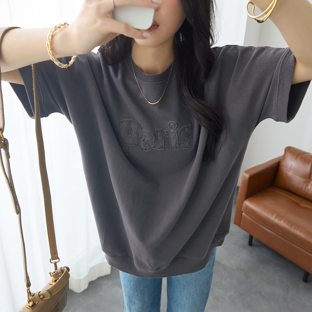<span>【クーポンで2999円！】</span>【Tシャツ/カットソー】『こなれたヴィンテージロゴ』 アップリケロゴ刺繍ピグメントTシャツ