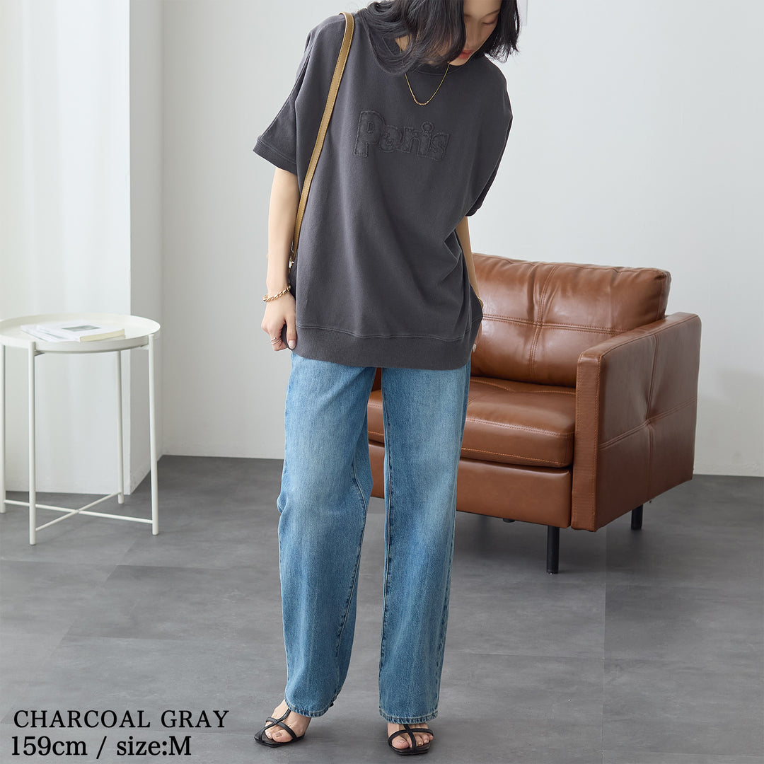 <span>【クーポンで2999円！】</span>【Tシャツ/カットソー】『こなれたヴィンテージロゴ』 アップリケロゴ刺繍ピグメントTシャツ