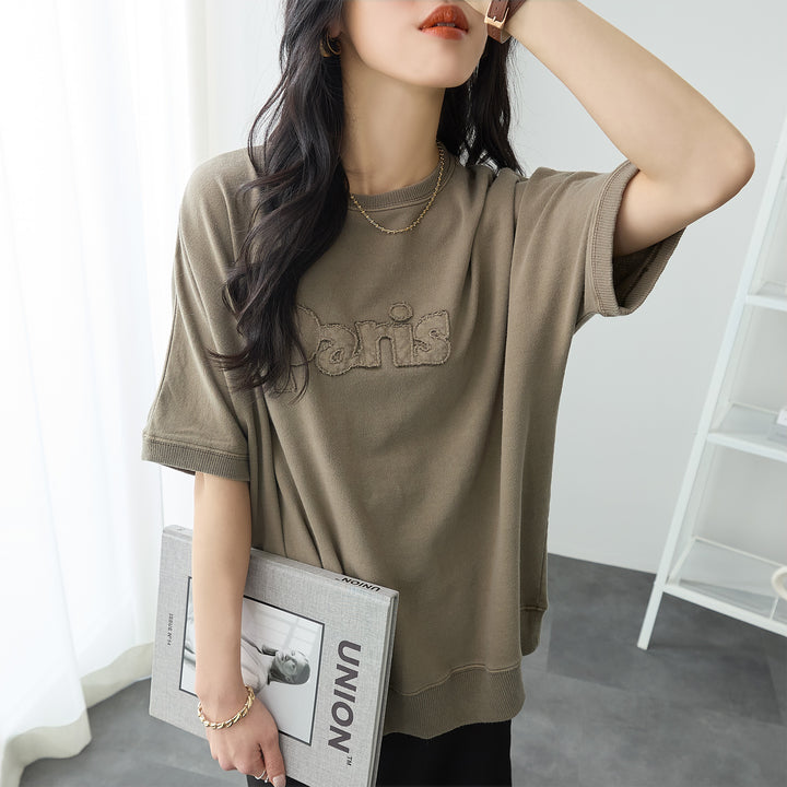 <span>【クーポンで2999円！】</span>【Tシャツ/カットソー】『こなれたヴィンテージロゴ』 アップリケロゴ刺繍ピグメントTシャツ