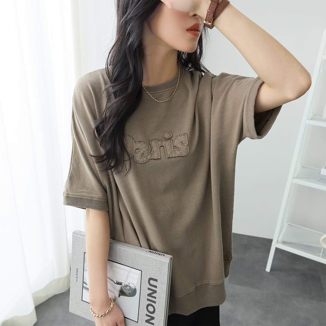 <span>【クーポンで2999円！】</span>【Tシャツ/カットソー】『こなれたヴィンテージロゴ』 アップリケロゴ刺繍ピグメントTシャツ