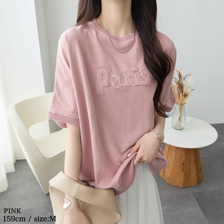 <span>【クーポンで2999円！】</span>【Tシャツ/カットソー】『こなれたヴィンテージロゴ』 アップリケロゴ刺繍ピグメントTシャツ