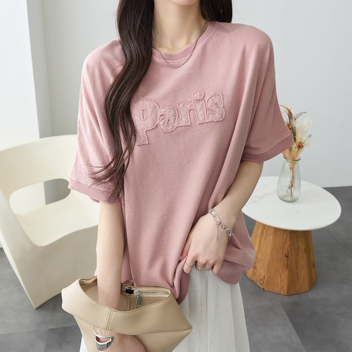 <span>【クーポンで2999円！】</span>【Tシャツ/カットソー】『こなれたヴィンテージロゴ』 アップリケロゴ刺繍ピグメントTシャツ