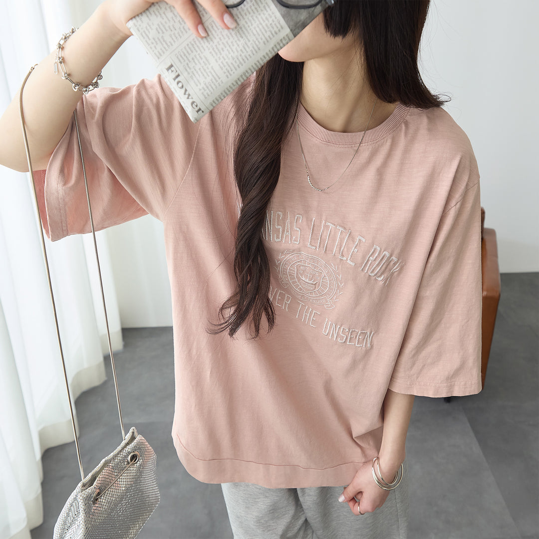 <span>【クーポンで2999円！】</span>【Tシャツ/カットソー】『大人ヴィンテージ刺繍T』 ピグメント刺繍Tシャツ