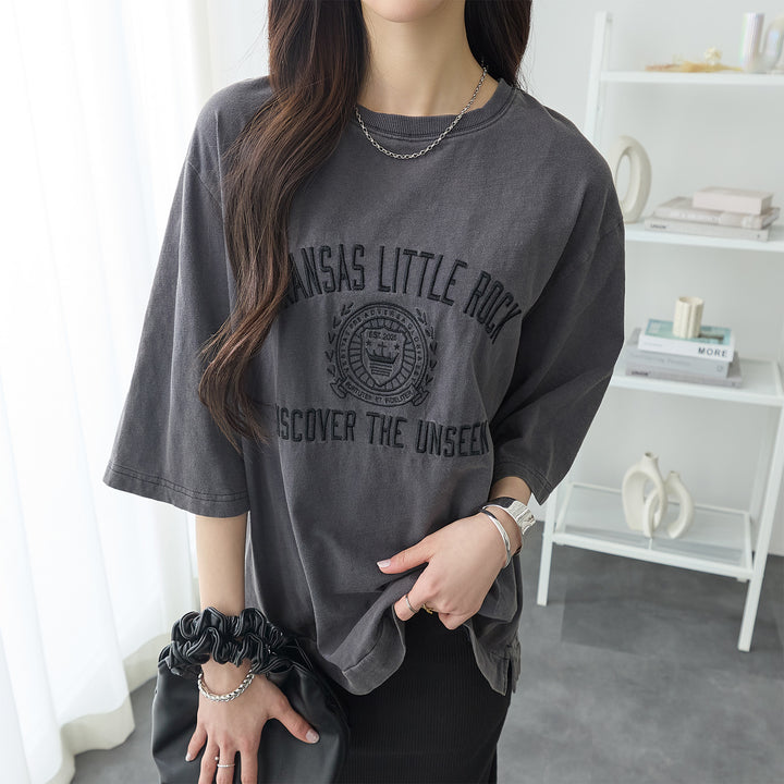 <span>【クーポンで2999円！】</span>【Tシャツ/カットソー】『大人ヴィンテージ刺繍T』 ピグメント刺繍Tシャツ