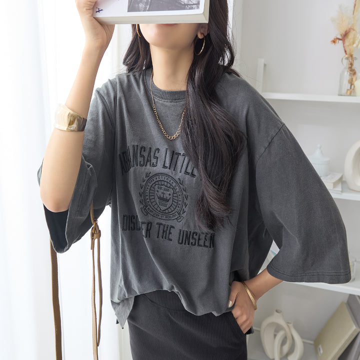 <span>【クーポンで2999円！】</span>【Tシャツ/カットソー】『大人ヴィンテージ刺繍T』 ピグメント刺繍Tシャツ