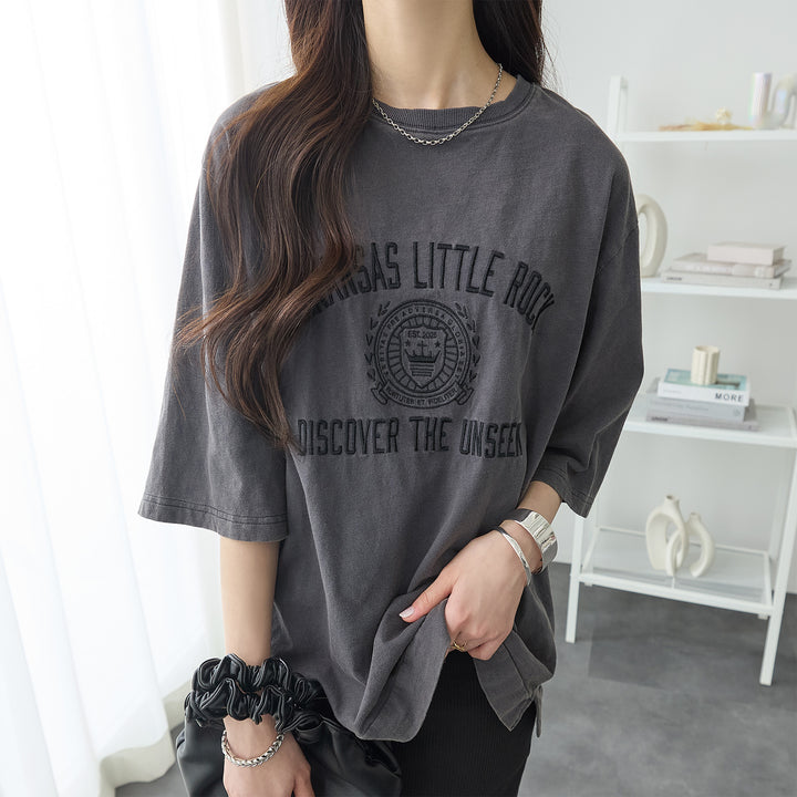 <span>【クーポンで2999円！】</span>【Tシャツ/カットソー】『大人ヴィンテージ刺繍T』 ピグメント刺繍Tシャツ