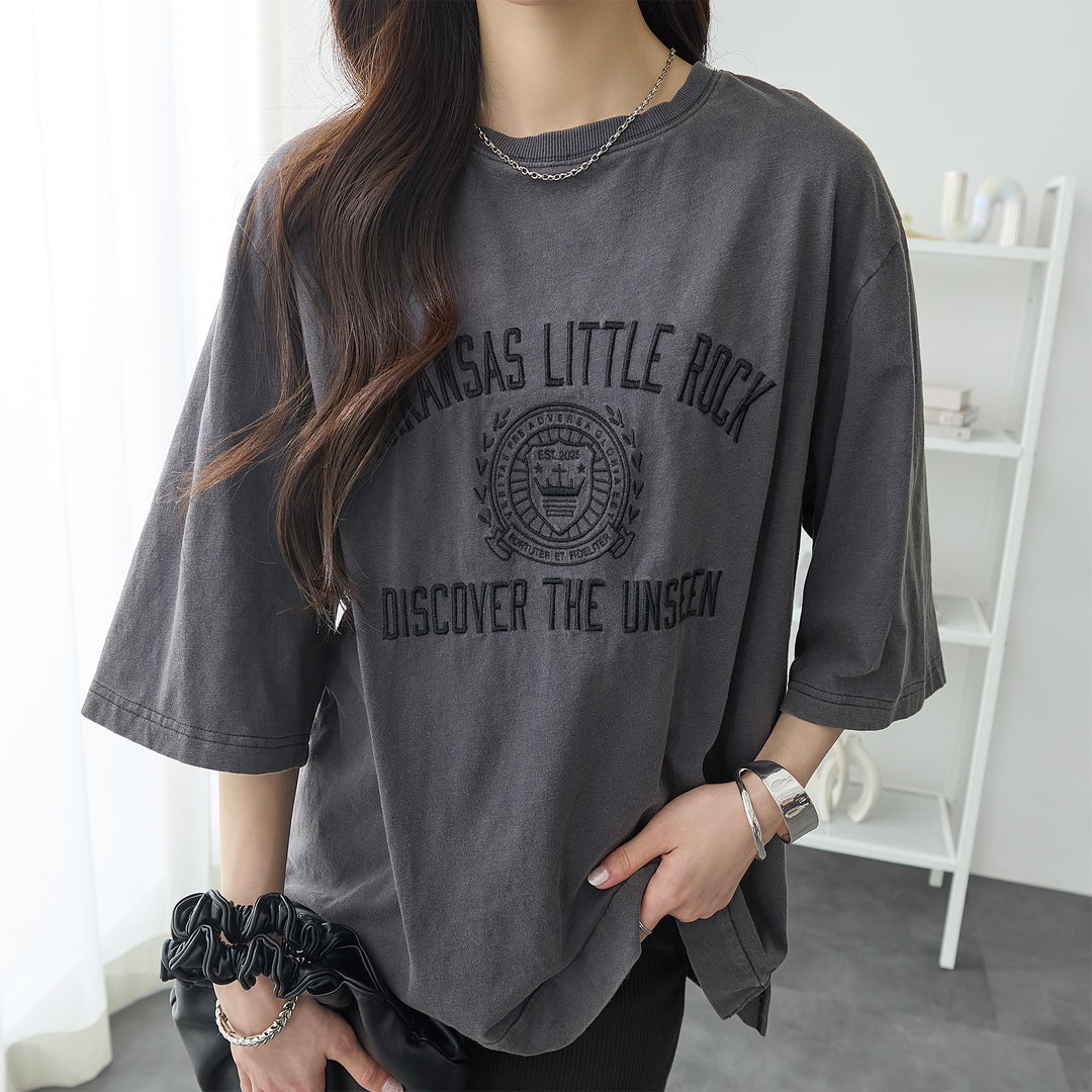 <span>【クーポンで2999円！】</span>【Tシャツ/カットソー】『大人ヴィンテージ刺繍T』 ピグメント刺繍Tシャツ