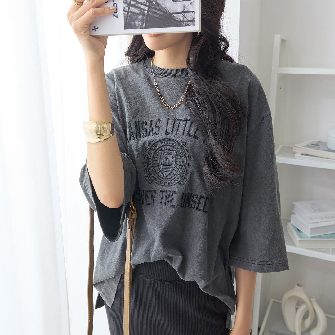 <span>【クーポンで2999円！】</span>【Tシャツ/カットソー】『大人ヴィンテージ刺繍T』 ピグメント刺繍Tシャツ