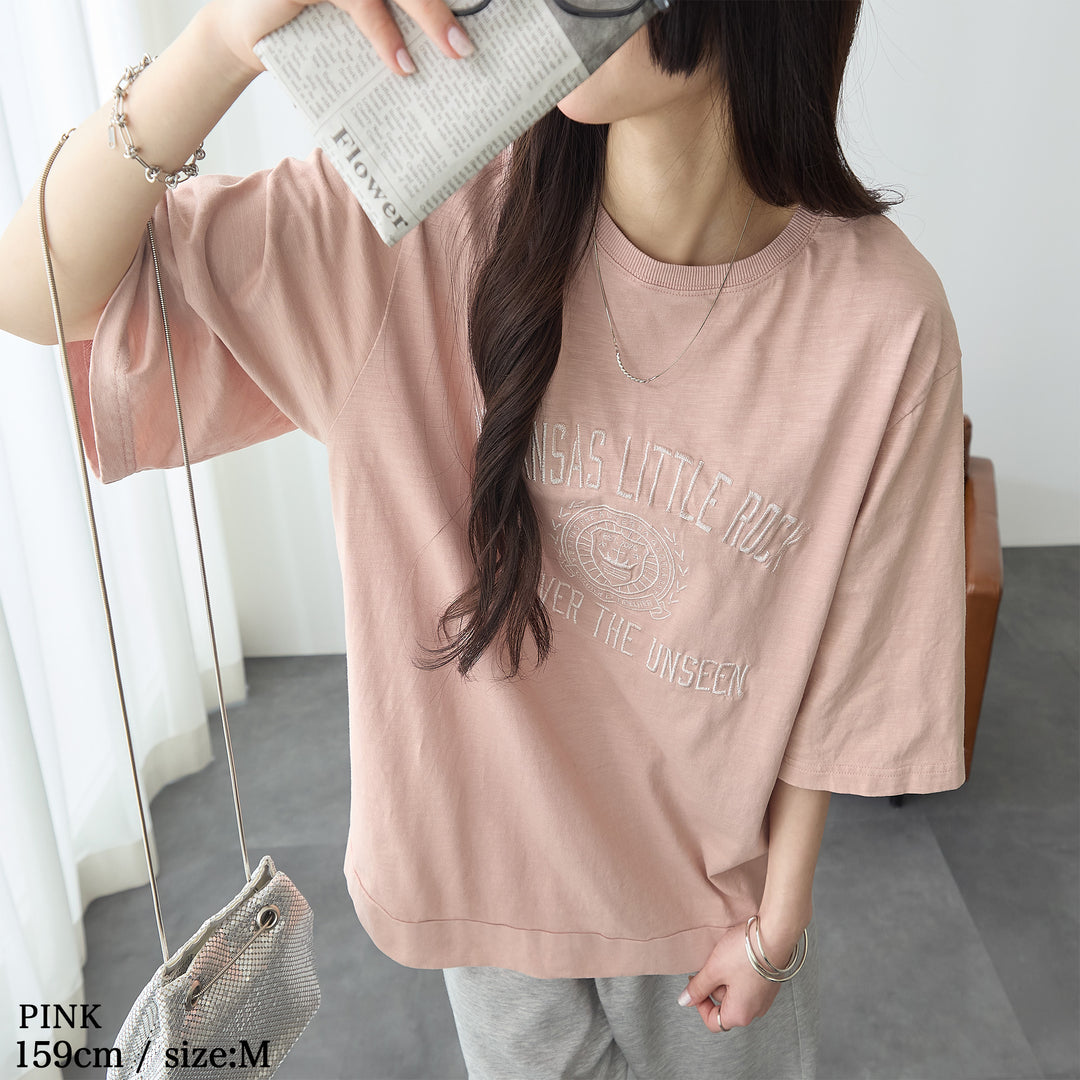 <span>【クーポンで2999円！】</span>【Tシャツ/カットソー】『大人ヴィンテージ刺繍T』 ピグメント刺繍Tシャツ
