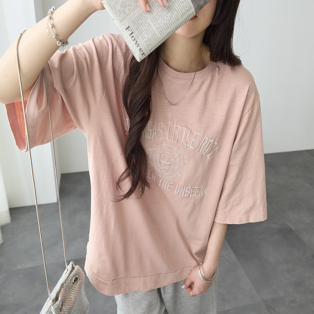 <span>【クーポンで2999円！】</span>【Tシャツ/カットソー】『大人ヴィンテージ刺繍T』 ピグメント刺繍Tシャツ