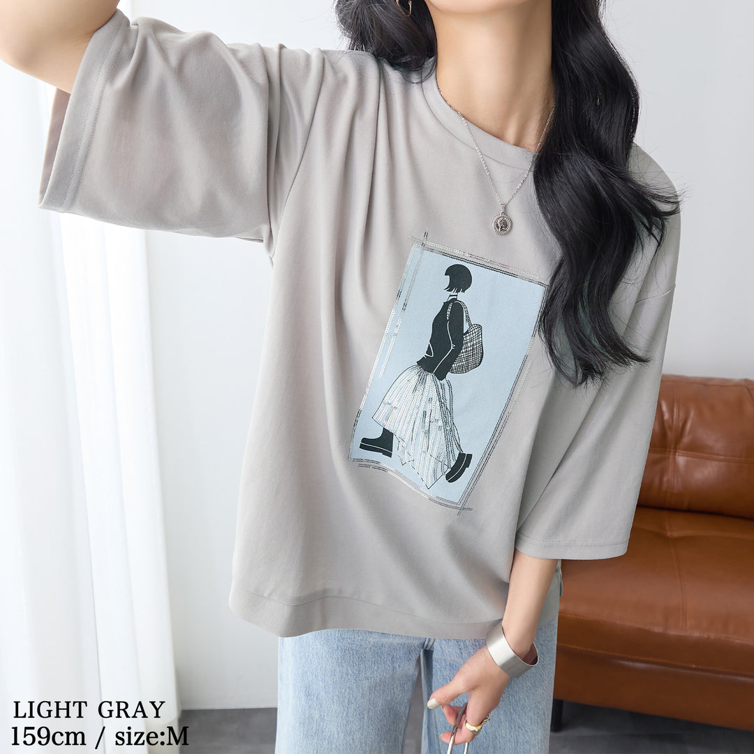 <span>【クーポンで2999円！】</span>【Tシャツ/カットソー】『”ビジュー”なモチーフT』 レディーモチーフTシャツ