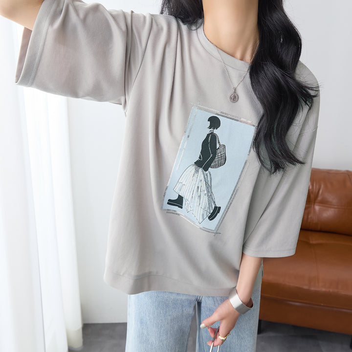 <span>【クーポンで2999円！】</span>【Tシャツ/カットソー】『”ビジュー”なモチーフT』 レディーモチーフTシャツ
