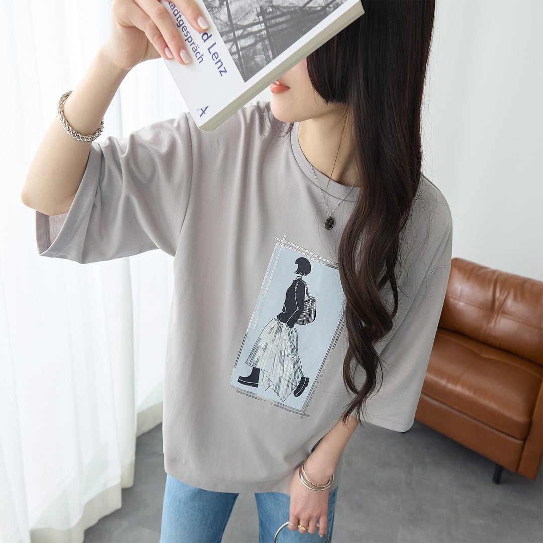 <span>【クーポンで2999円！】</span>【Tシャツ/カットソー】『”ビジュー”なモチーフT』 レディーモチーフTシャツ