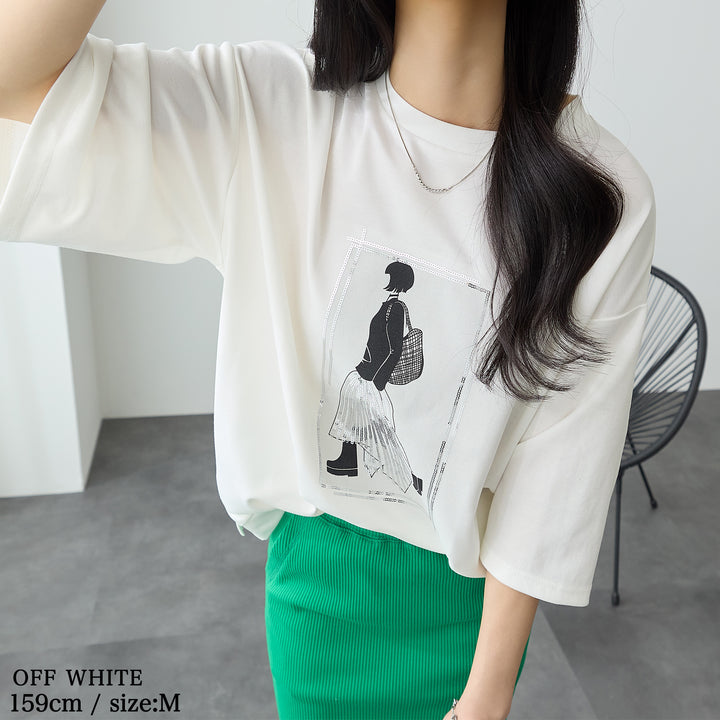 <span>【クーポンで2999円！】</span>【Tシャツ/カットソー】『”ビジュー”なモチーフT』 レディーモチーフTシャツ