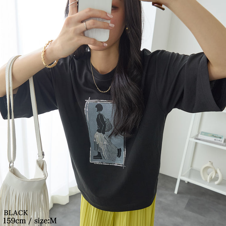 <span>【クーポンで2999円！】</span>【Tシャツ/カットソー】『”ビジュー”なモチーフT』 レディーモチーフTシャツ