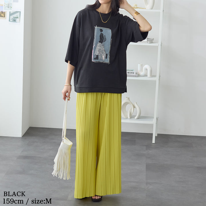 <span>【クーポンで2999円！】</span>【Tシャツ/カットソー】『”ビジュー”なモチーフT』 レディーモチーフTシャツ