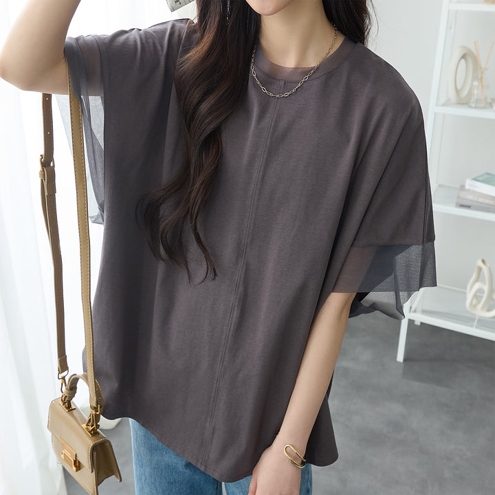 <span>【クーポンで2999円！】</span>【Tシャツ/カットソー】『抜け感”ゆる”T』 チュールネットコンビゆるT