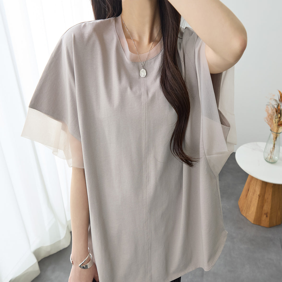 <span>【クーポンで2999円！】</span>【Tシャツ/カットソー】『抜け感”ゆる”T』 チュールネットコンビゆるT