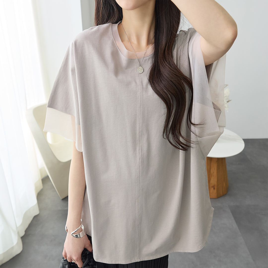 <span>【クーポンで2999円！】</span>【Tシャツ/カットソー】『抜け感”ゆる”T』 チュールネットコンビゆるT