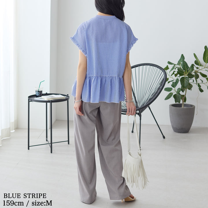 <span>【クーポンで3999円！】</span>【シャツ/ブラウス】『夏映えフリル』 フリル使いブラウス