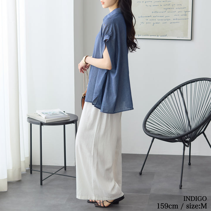 <span>【クーポンで3999円！】</span>【シャツ/ブラウス】『”ゆる可愛”シアーデニム』 シアーデニムゆるシャツ