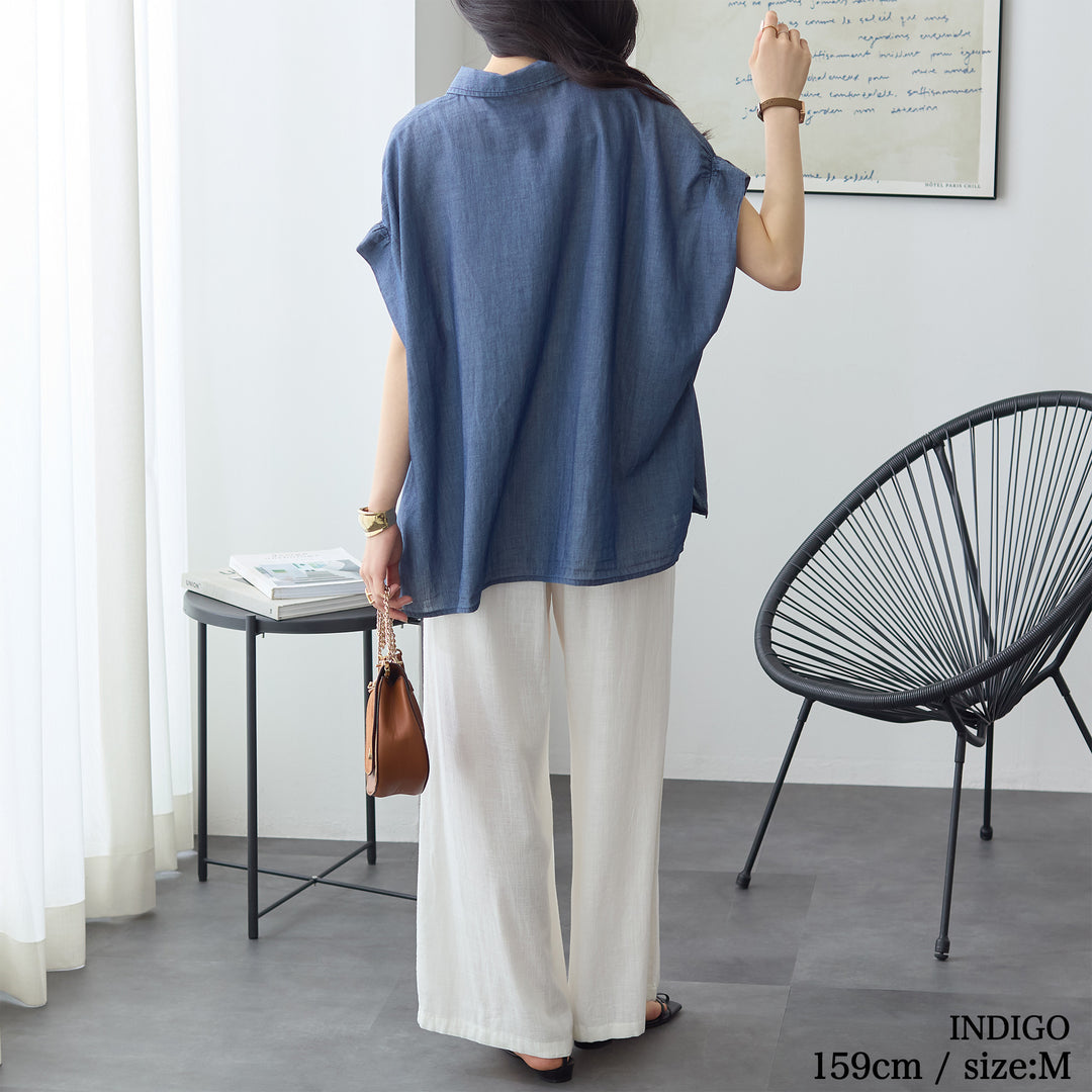 <span>【クーポンで3999円！】</span>【シャツ/ブラウス】『”ゆる可愛”シアーデニム』 シアーデニムゆるシャツ