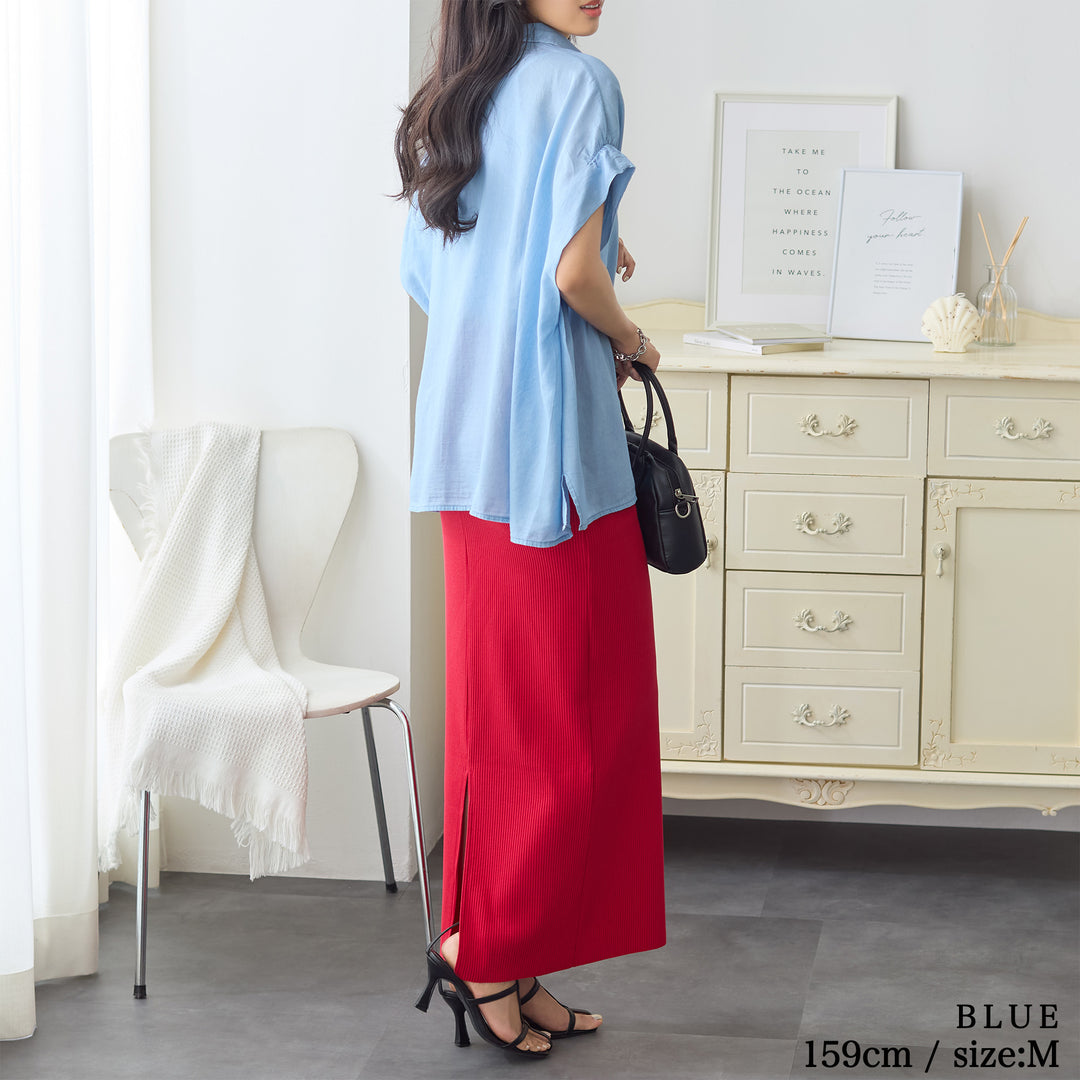 <span>【クーポンで3999円！】</span>【シャツ/ブラウス】『”ゆる可愛”シアーデニム』 シアーデニムゆるシャツ
