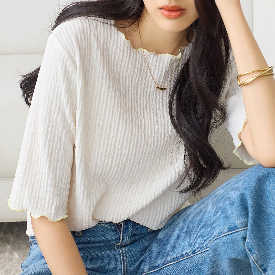 <span>【クーポンで2999円！】</span>【Tシャツ/カットソー】『可愛い配色Tシャツ』 配色使いプルオーバー