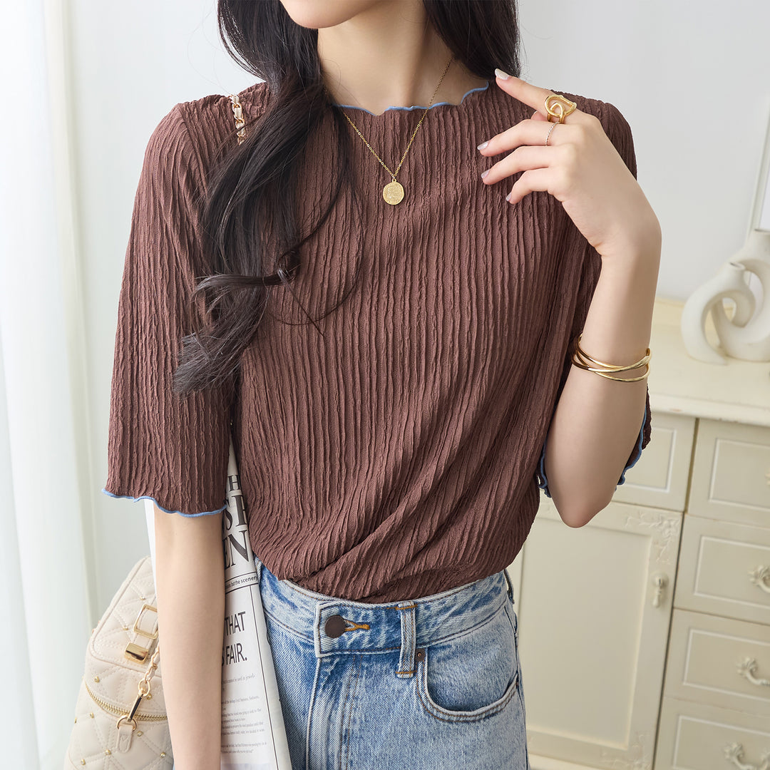 <span>【クーポンで2999円！】</span>【Tシャツ/カットソー】『可愛い配色Tシャツ』 配色使いプルオーバー