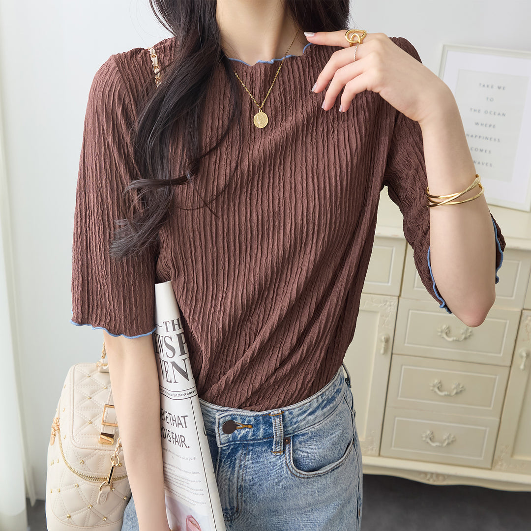 <span>【クーポンで2999円！】</span>【Tシャツ/カットソー】『可愛い配色Tシャツ』 配色使いプルオーバー