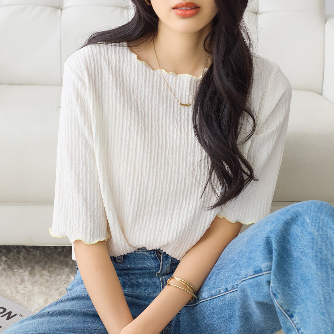 <span>【クーポンで2999円！】</span>【Tシャツ/カットソー】『可愛い配色Tシャツ』 配色使いプルオーバー