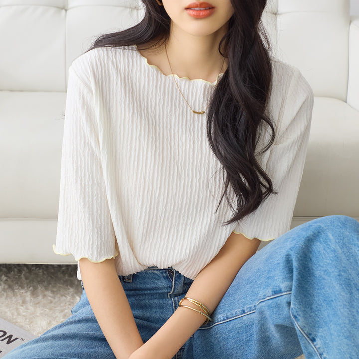 <span>【クーポンで2999円！】</span>【Tシャツ/カットソー】『可愛い配色Tシャツ』 配色使いプルオーバー