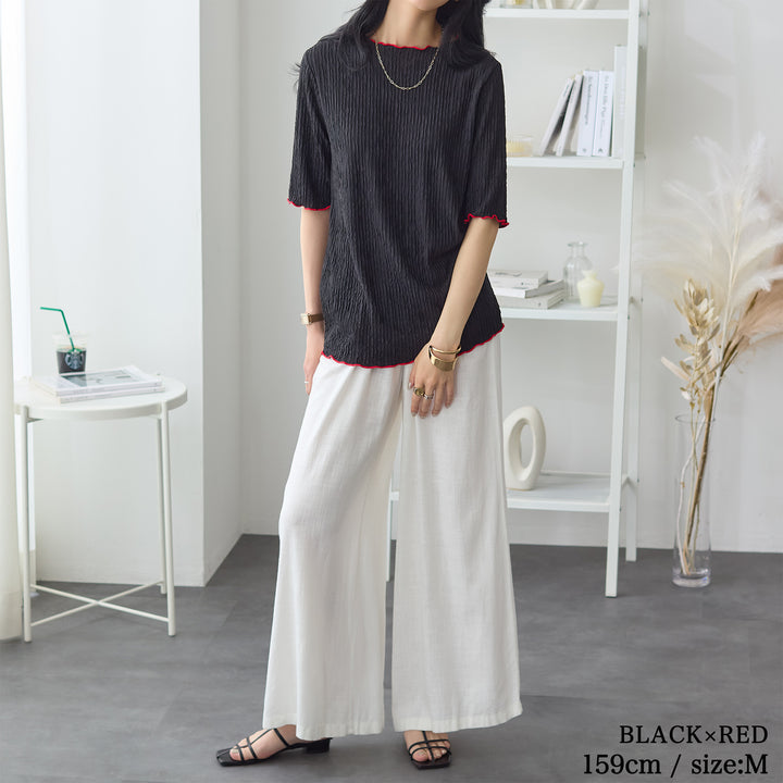 <span>【クーポンで2999円！】</span>【Tシャツ/カットソー】『可愛い配色Tシャツ』 配色使いプルオーバー