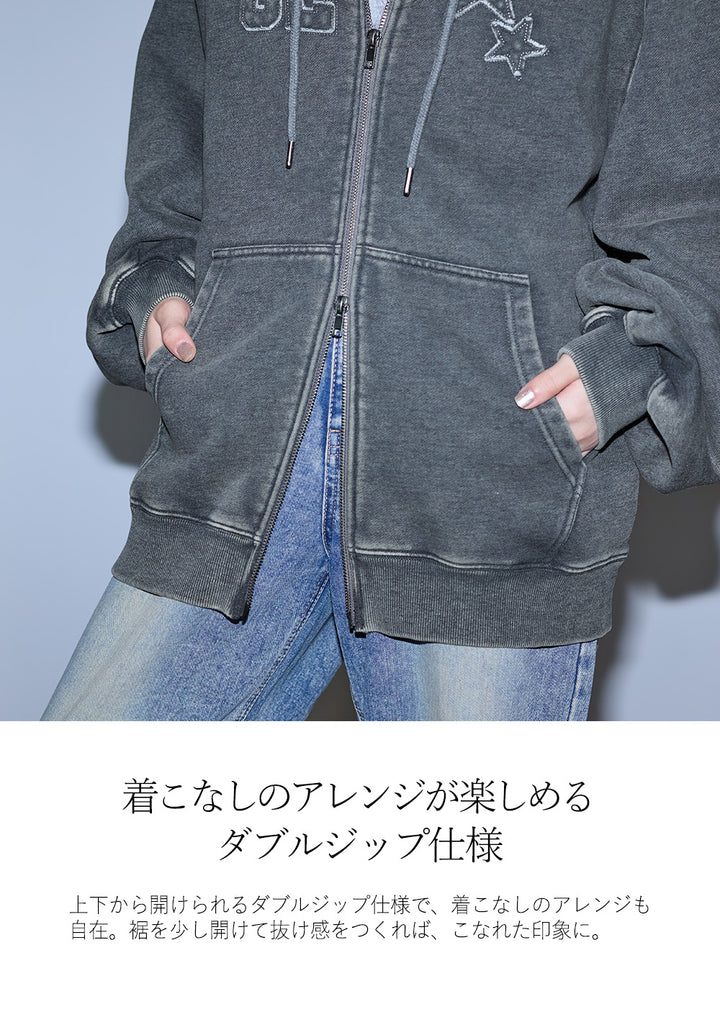 <span>【クーポンで4999円！】</span>【スウェット】『ヴィンテージ大人パーカー』 ヴィンテージ加工ダメージパッチパーカー