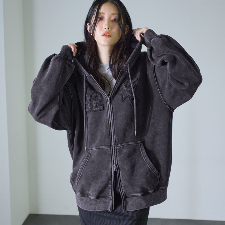 <span>【クーポンで4999円！】</span>【スウェット】『ヴィンテージ大人パーカー』 ヴィンテージ加工ダメージパッチパーカー