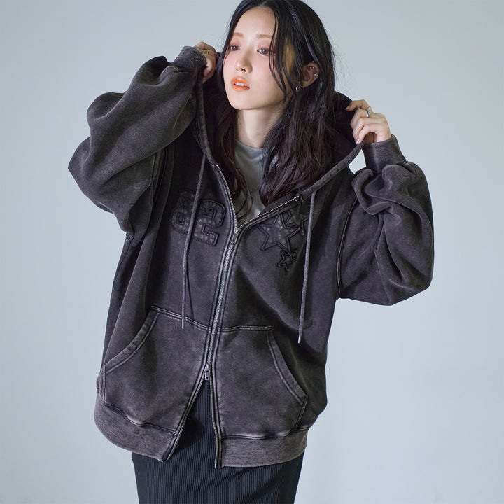 <span>【クーポンで4999円！】</span>【スウェット】『ヴィンテージ大人パーカー』 ヴィンテージ加工ダメージパッチパーカー