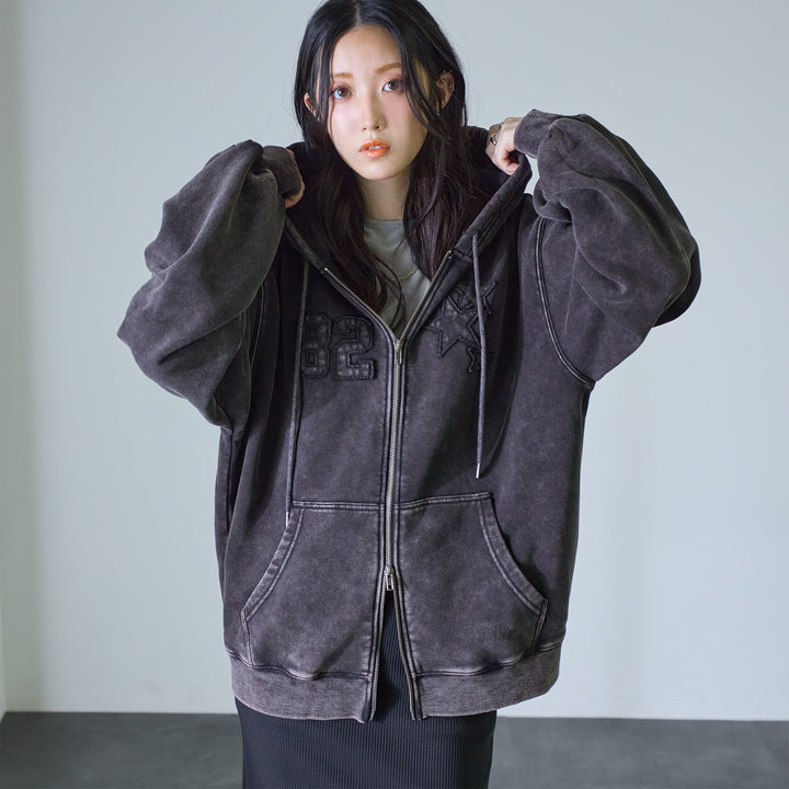 <span>【クーポンで4999円！】</span>【スウェット】『ヴィンテージ大人パーカー』 ヴィンテージ加工ダメージパッチパーカー