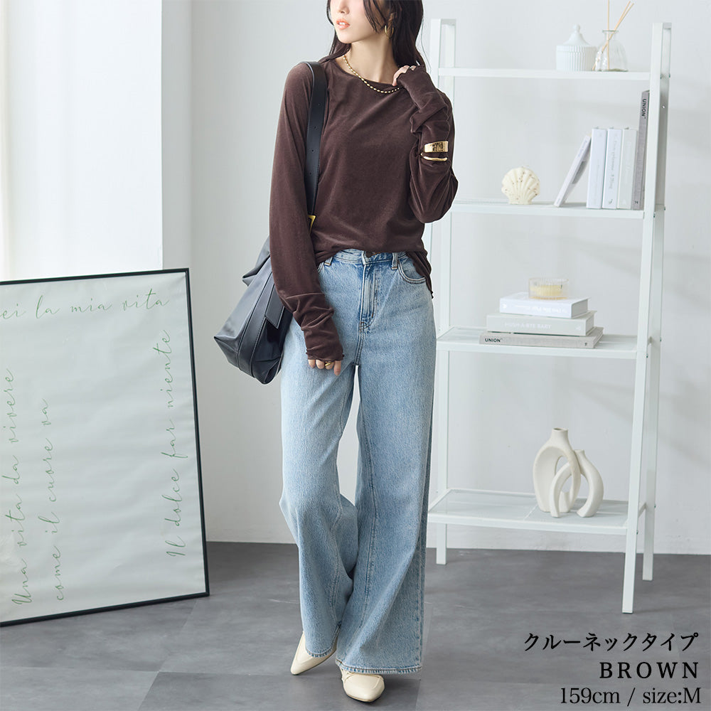 <span>【クーポンで2999円！】</span>【Tシャツ/カットソー】『活躍シアーベロアT』 シアーベロアトップス