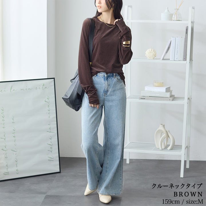 <span>【クーポンで2999円！】</span>【Tシャツ/カットソー】『活躍シアーベロアT』 シアーベロアトップス