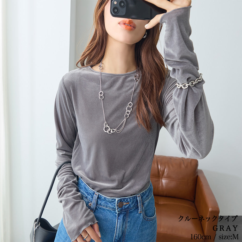 <span>【クーポンで2999円！】</span>【Tシャツ/カットソー】『活躍シアーベロアT』 シアーベロアトップス