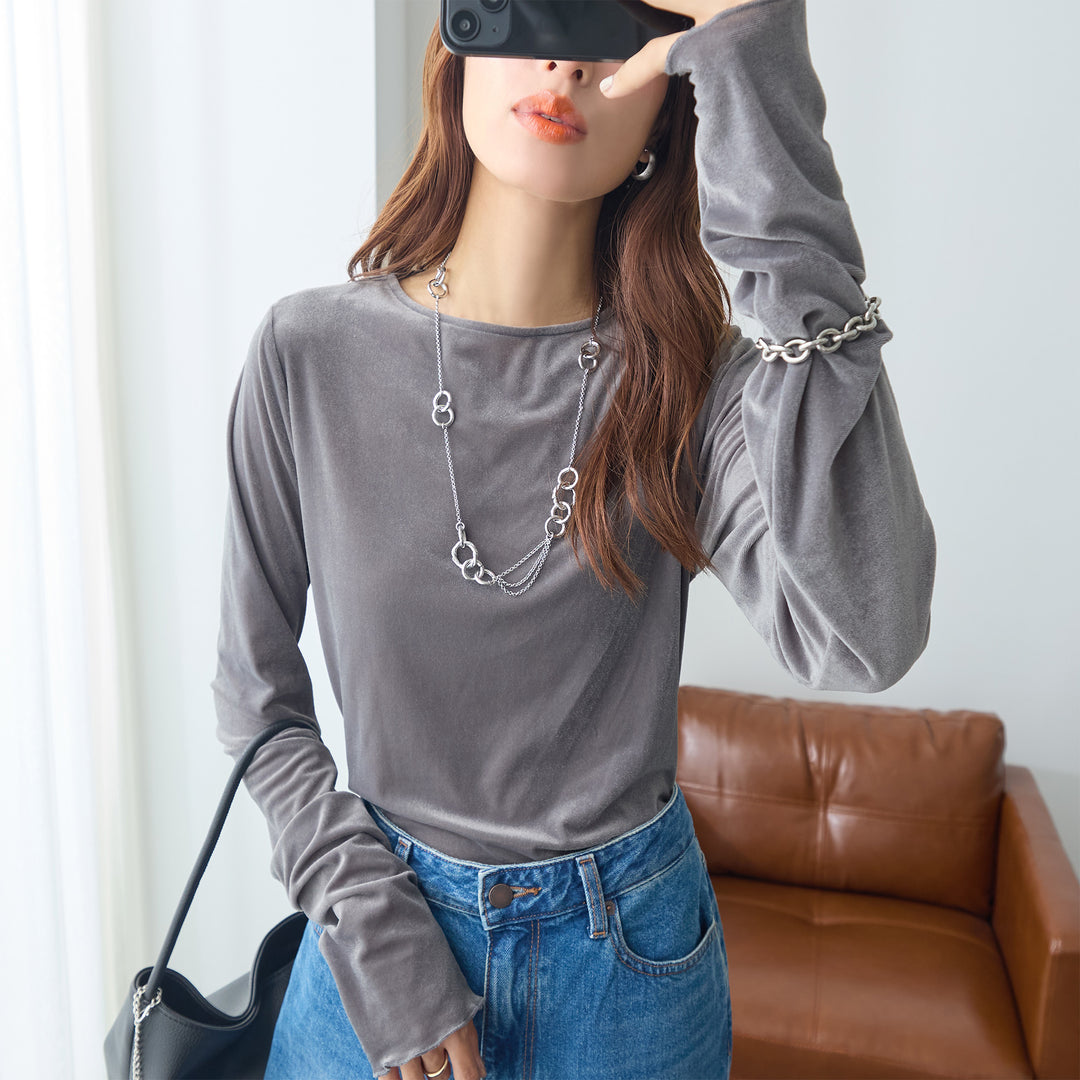 <span>【クーポンで2999円！】</span>【Tシャツ/カットソー】『活躍シアーベロアT』 シアーベロアトップス