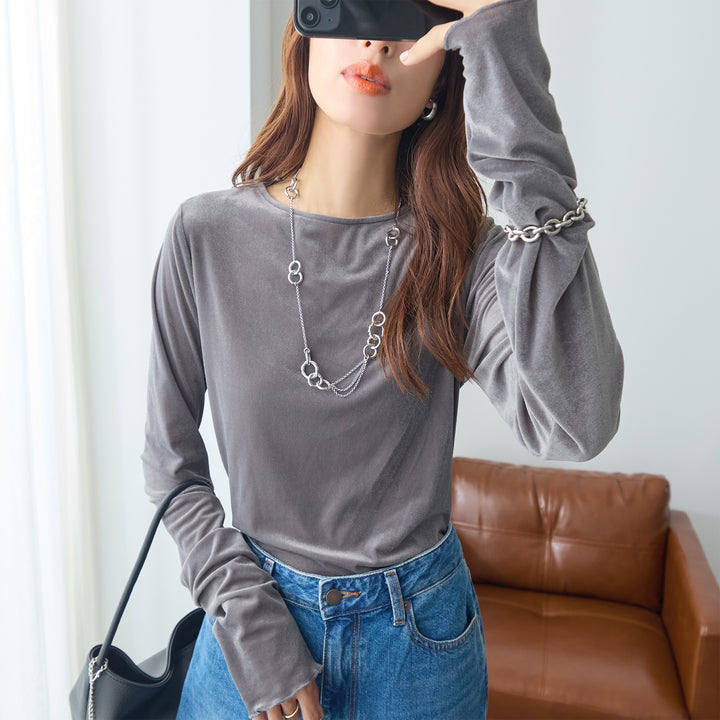<span>【クーポンで2999円！】</span>【Tシャツ/カットソー】『活躍シアーベロアT』 シアーベロアトップス